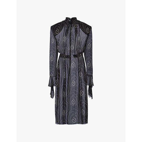 Prada Printed long-sleeve georgette midi dress