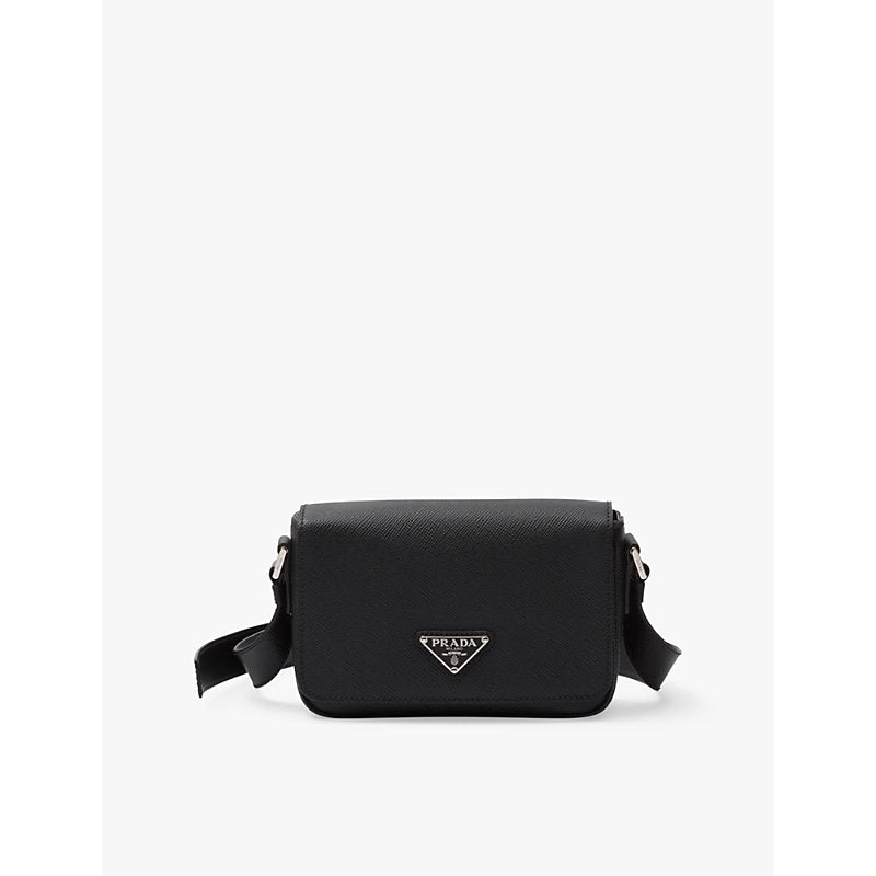 Prada Triangle-plaque saffiano leather shoulder bag | Prada