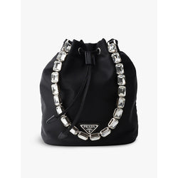  Prada Re-Nylon jeweled nylon and leather mini bag