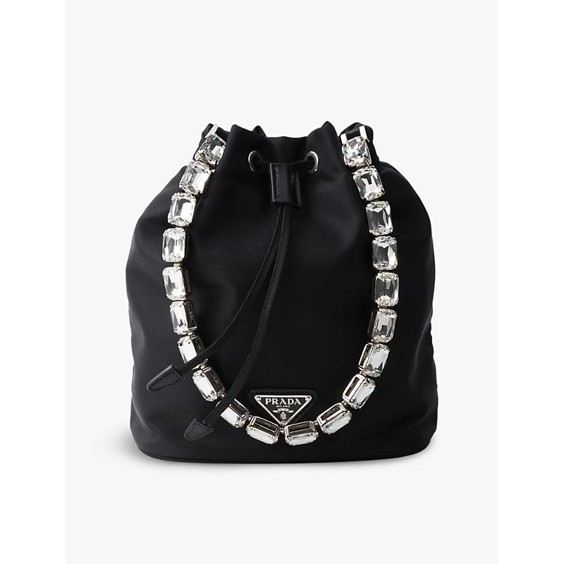  Prada Re-Nylon jeweled nylon and leather mini bag