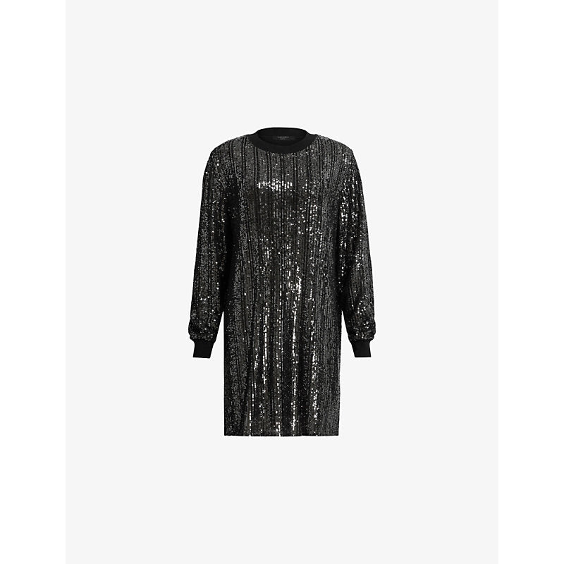 Allsaints Solstice long-sleeve sequin woven mini dress | ALLSAINTS