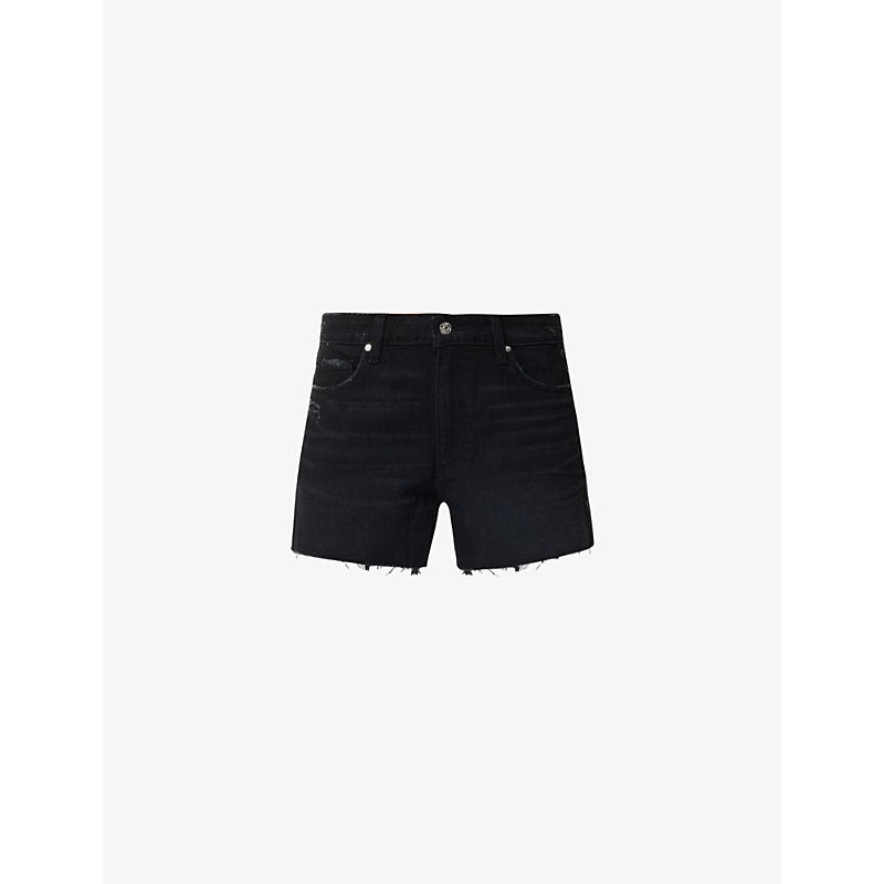  Paige Dylan frayed-hem mid-rise denim-blend shorts