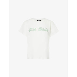  Paige Ren text-print cotton and linen-blend jersey T-shirt