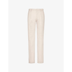  Paige Shultz straight-leg high-rise cotton-blend trousers