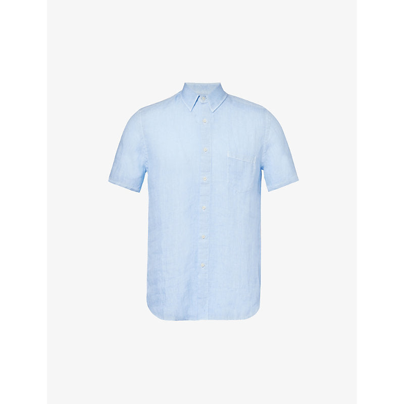 120% Lino Short-sleeve patch-pocket regular-fit  linen shirt