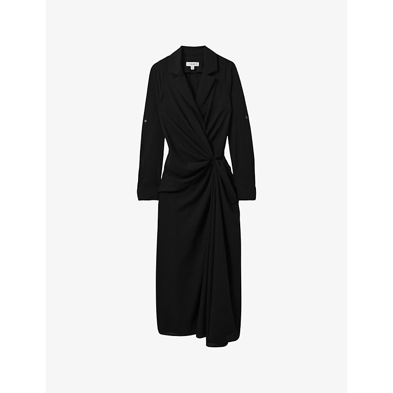  Reiss Whitney wrap-front woven midi dress