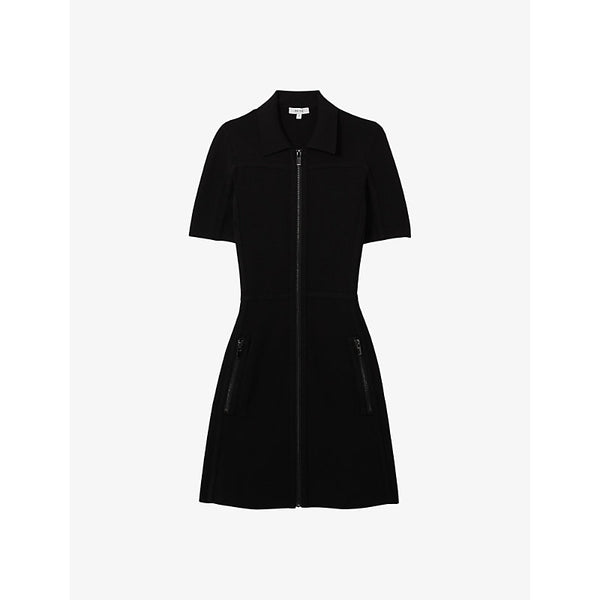 Reiss Nala zip-front knitted mini dress | REISS