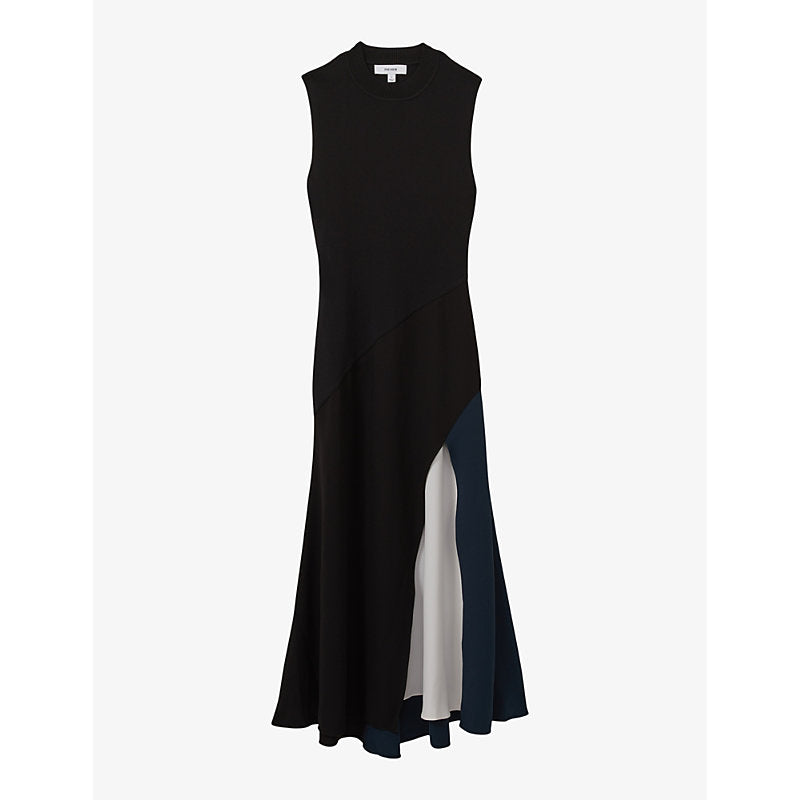 Reiss Faro colour-block crepe midi dress | REISS