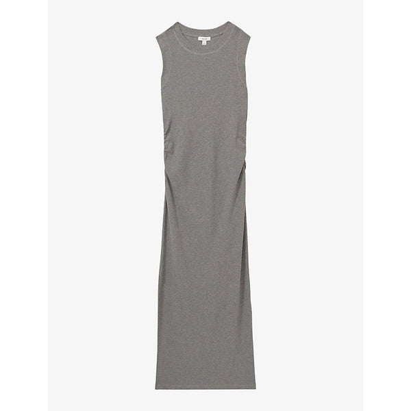  Reiss Truly ribbed ruched stretch-cotton jersey midi dress