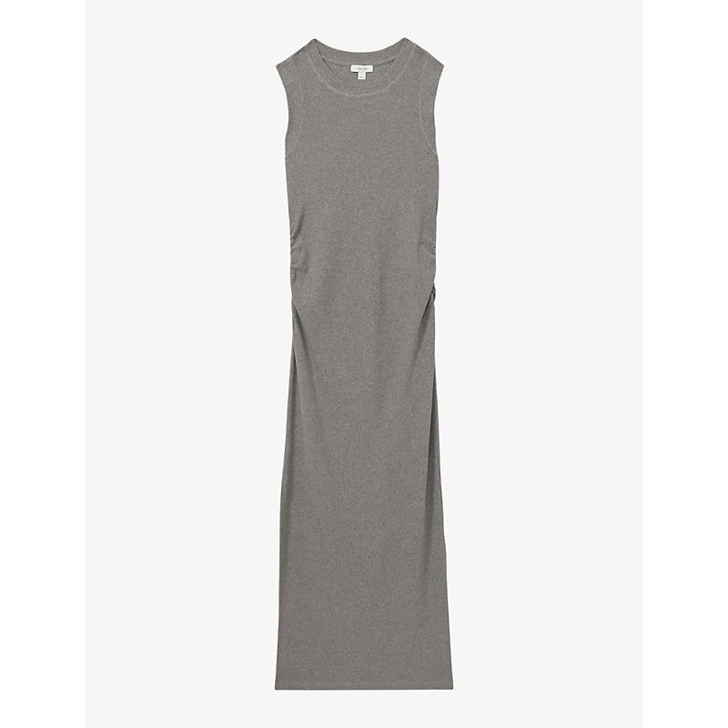  Reiss Truly ribbed ruched stretch-cotton jersey midi dress