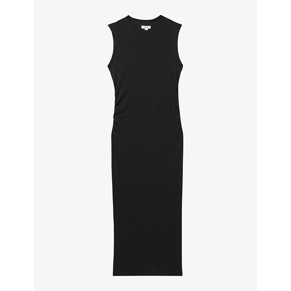  Reiss Truly ribbed ruched stretch-cotton jersey midi dress