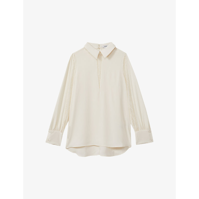  Reiss Renata lace-insert woven blouse