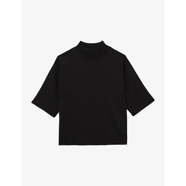 Reiss Amaya ribbed-neck stretch-woven T-shirt