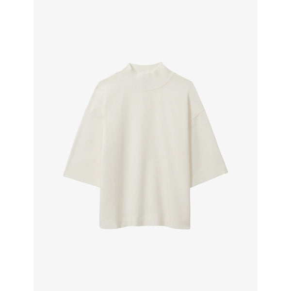 Reiss Amaya ribbed-neck stretch-woven T-shirt