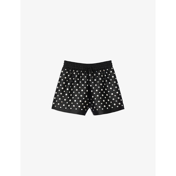 Sandro Studded drawstring woven shorts