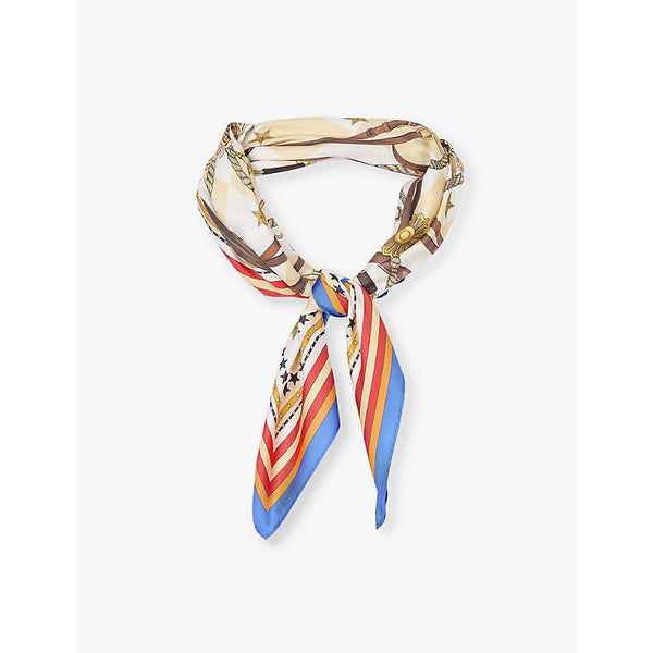 Sandro Graphic-print square silk scarf | LYBSTORE