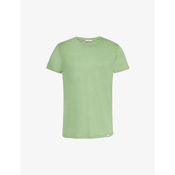  Orlebar Brown Brand-tab round-neck linen T-shirt