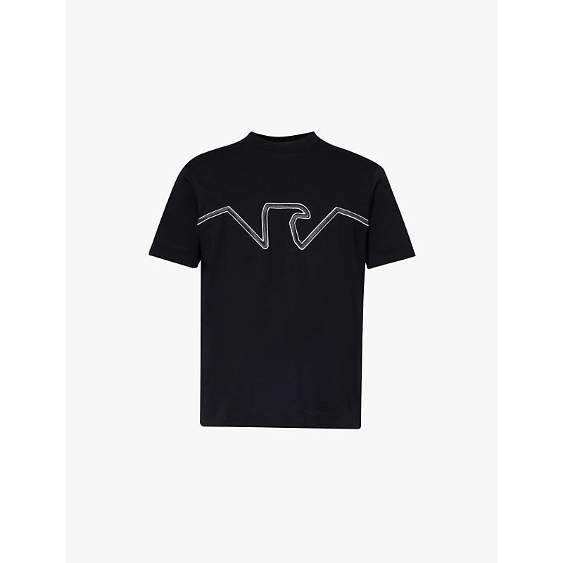  Emporio Armani Outline logo-print relaxed-fit cotton-jersey T-shirt