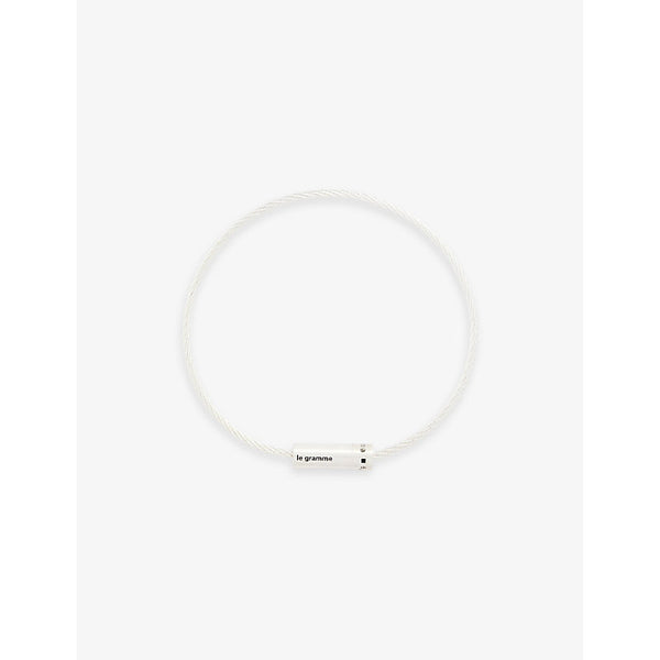  Le Gramme Engraved-logo sterling-silver and cord bracelet