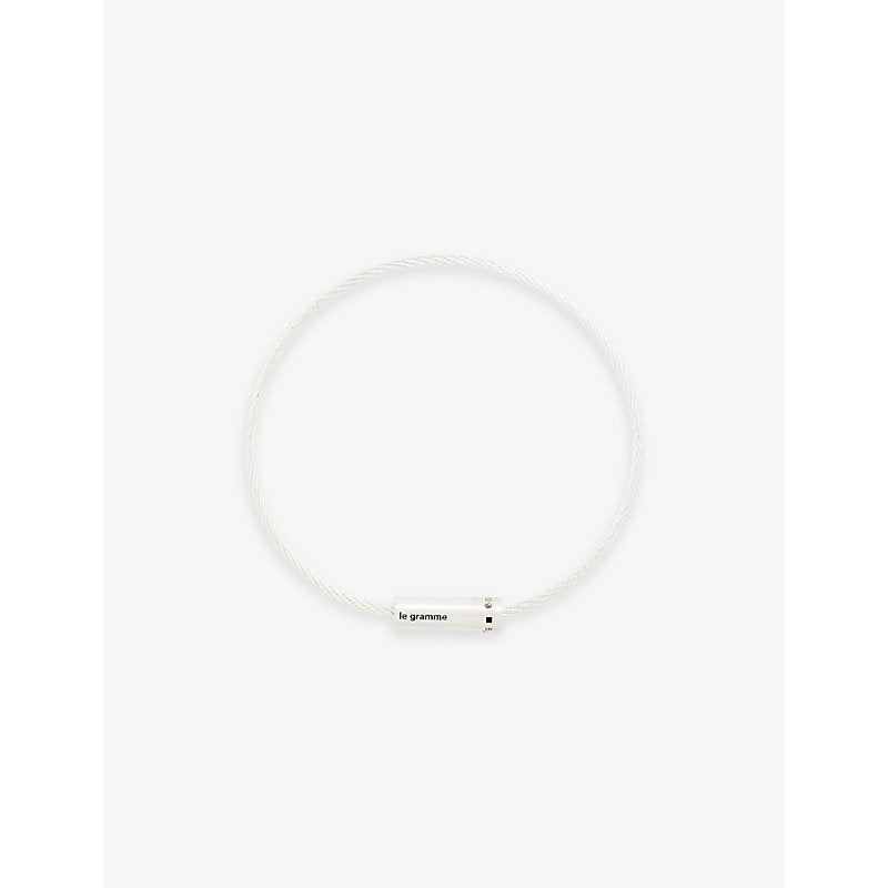  Le Gramme Engraved-logo sterling-silver and cord bracelet