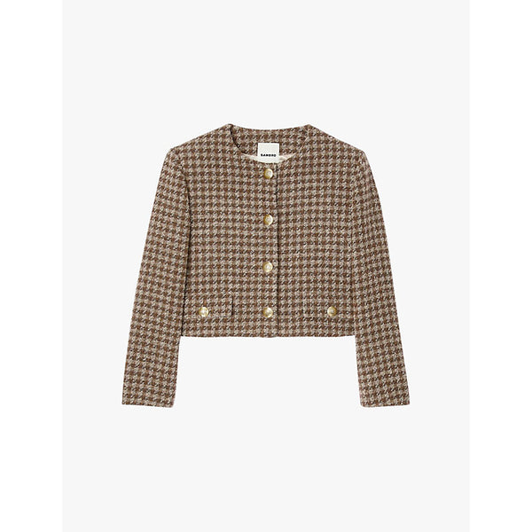  Sandro Button-down regular-fit checked woven jacket