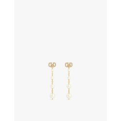  Valentino Garavani VLogo Signature Swarovski-crystal and pearl brass earrings