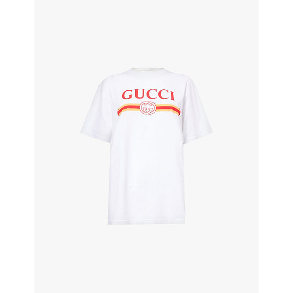  Gucci Brand-print relaxed-fit cotton-jersey T-shirt