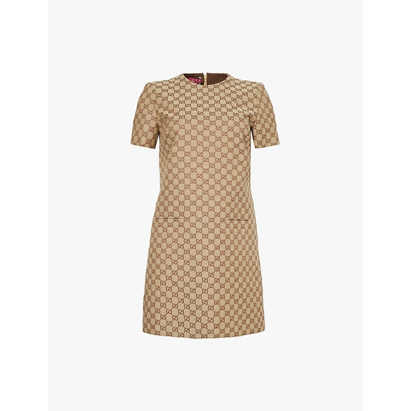 Gucci GG-logo short-sleeve cotton-canvas mini dress