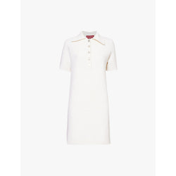 Gucci Branded-button polo-collar stretch-wool blend midi dress | GUCCI