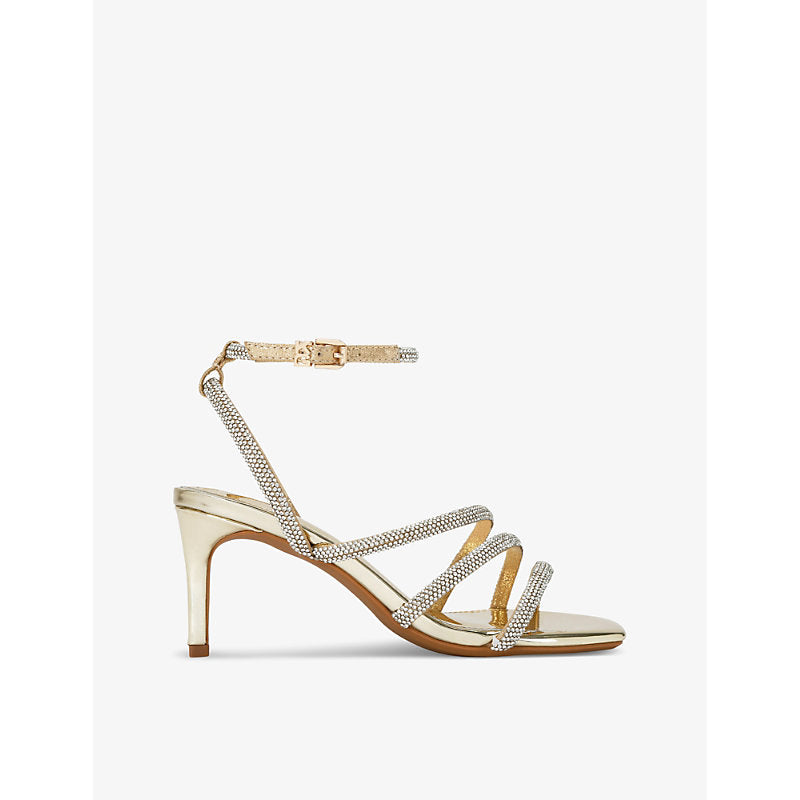 Kg Kurt Geiger Savanna Low crystal-embellished heeled woven sandals | Kg Kurt Geiger