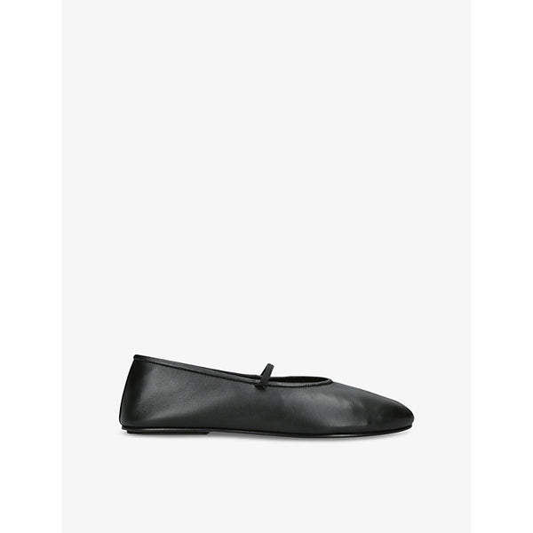 The Row Elasticated Round-Toe Leather Ballet Flats