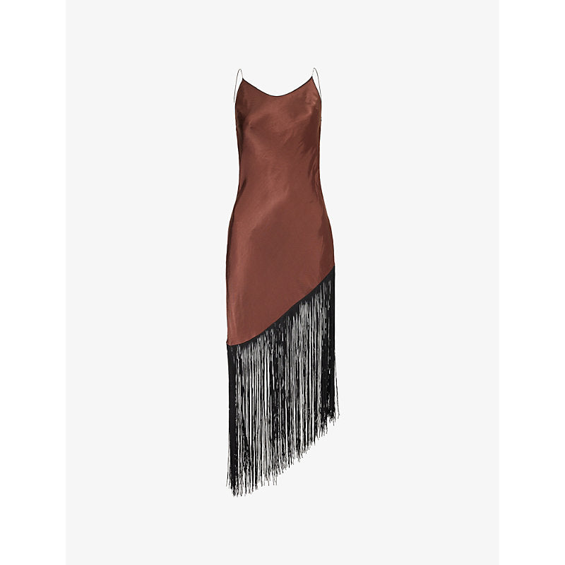  Bec & Bridge Sashay fringe-embellished woven dress