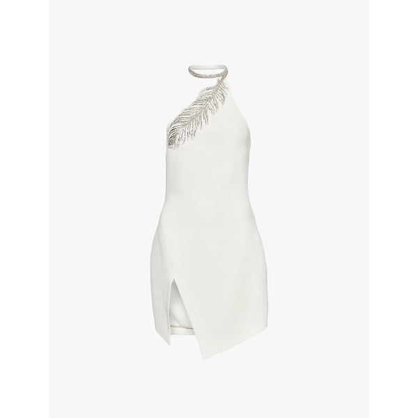 David Koma Crystal-embellished asymmetric woven mini dress | DAVID KOMA