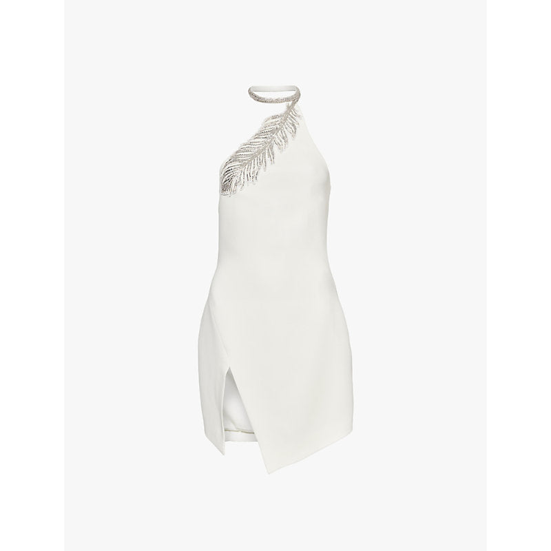 David Koma Crystal-embellished asymmetric woven mini dress | DAVID KOMA