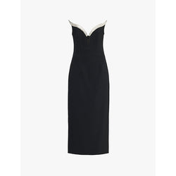 David Koma Crystal-embellished jewel-neckline strapless stretch-woven midi dress | DAVID KOMA