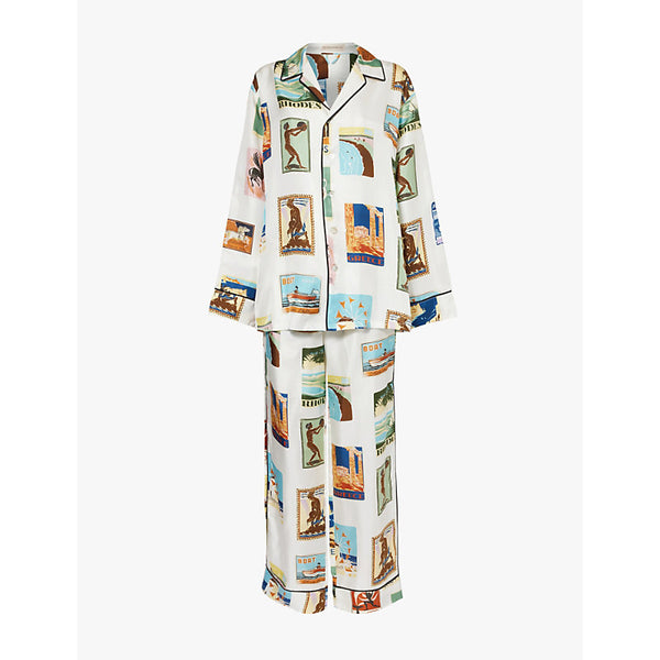  Olivia Von Halle Yves graphic-print silk-twill pyjama set