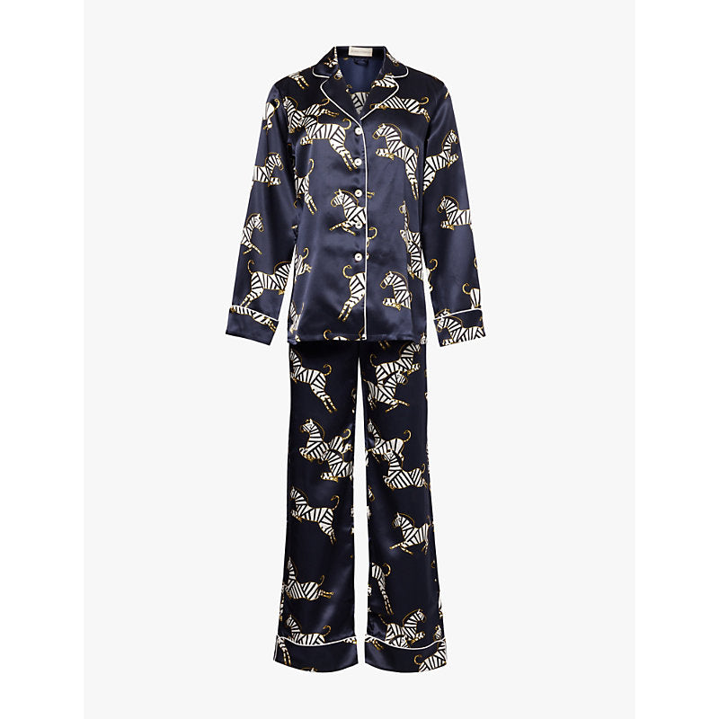  Olivia Von Halle Lila graphic-print silk-satin pyjama set