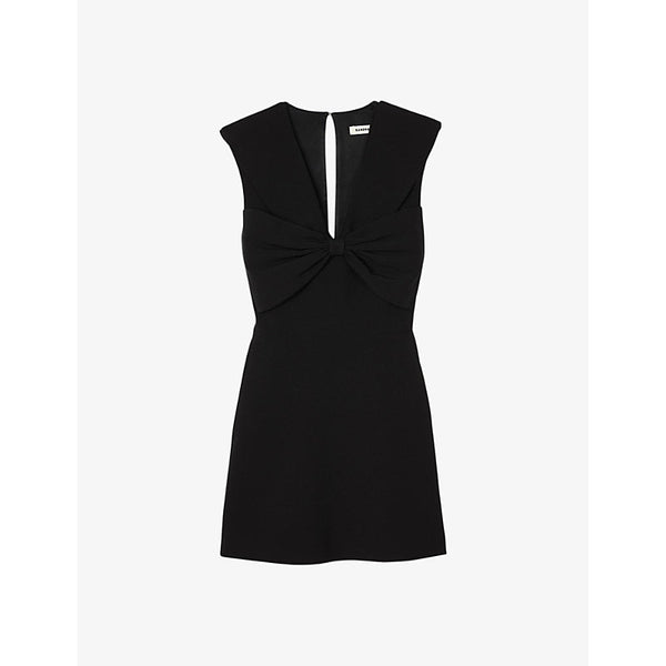 Sandro Bow-embellished sleeveless stretch-woven mini dress