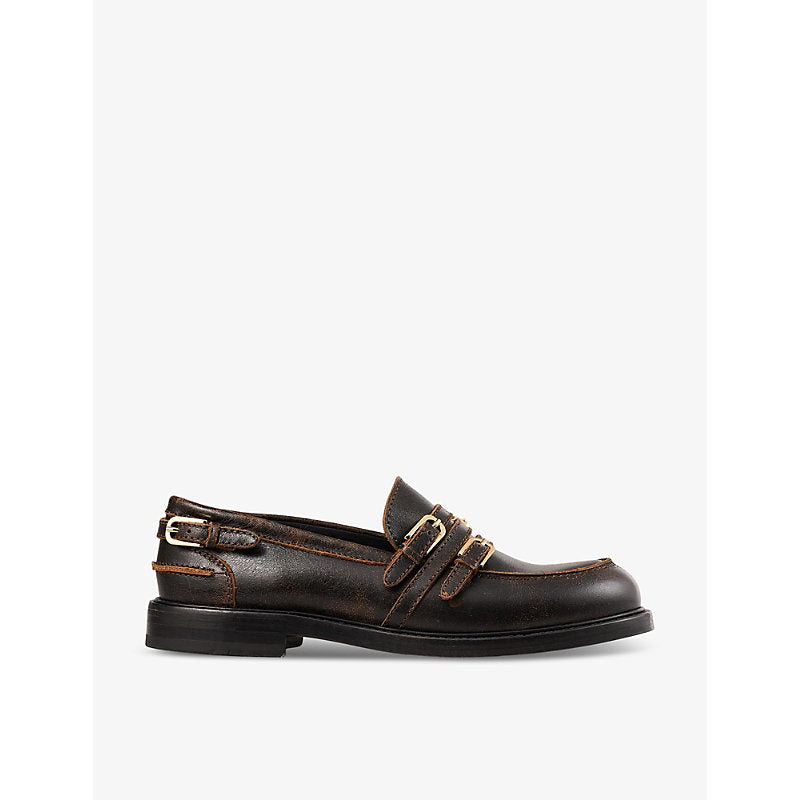 Sandro Buckle polished leather loafers | Sandro