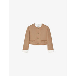  Sandro Button-up regular-fit cropped wool-blend jacket