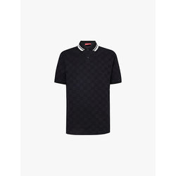  Gucci Logo-embroidered contrast-collar stretch-cotton polo shirt