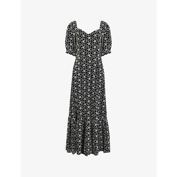 Ro&Zo Mono flower-embroidered cotton midi dress