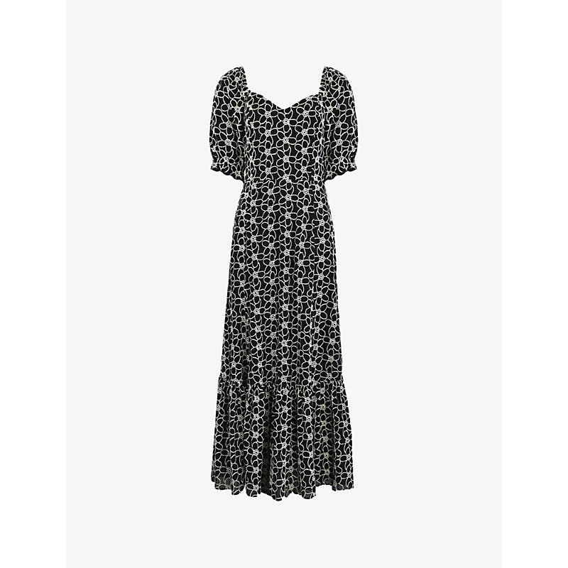 Ro&Zo Mono flower-embroidered cotton midi dress | RO&ZO