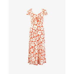 Ro&Zo Daisy-print sweetheart-neck chiffon midi dress | RO&ZO