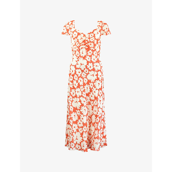 Ro&Zo Daisy-print sweetheart-neck chiffon midi dress | RO&ZO