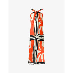 Ro&Zo Placement-print halterneck woven maxi dress | RO&ZO