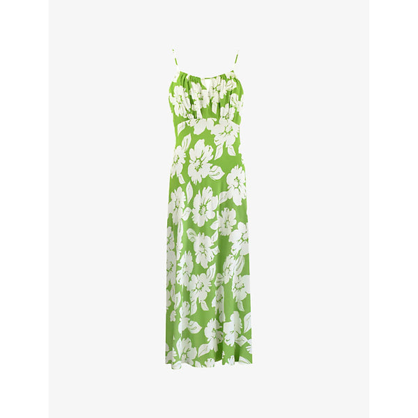 Ro&Zo Floral-print cut-out woven midi dress