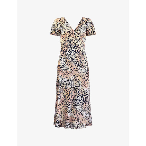 Ro&Zo Leopard-print short-sleeved woven midi dress