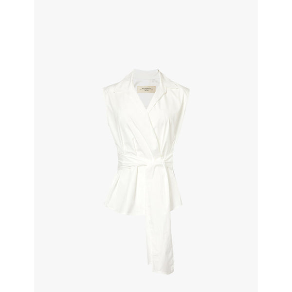  Weekend Max Mara Wrap-front detachable-belt cotton-poplin shirt