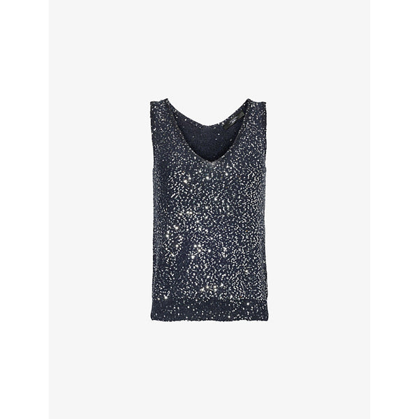  Weekend Max Mara V-neck sequin-embellished woven-blend top